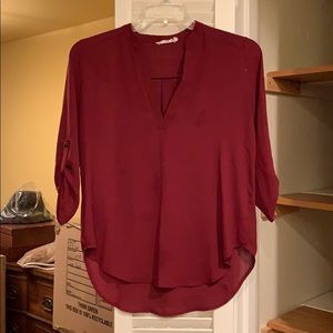 Burgundy 3/4 Sleeve Blouse